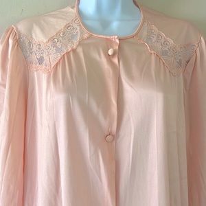Vanity Fair vintage pink satin button robe M
